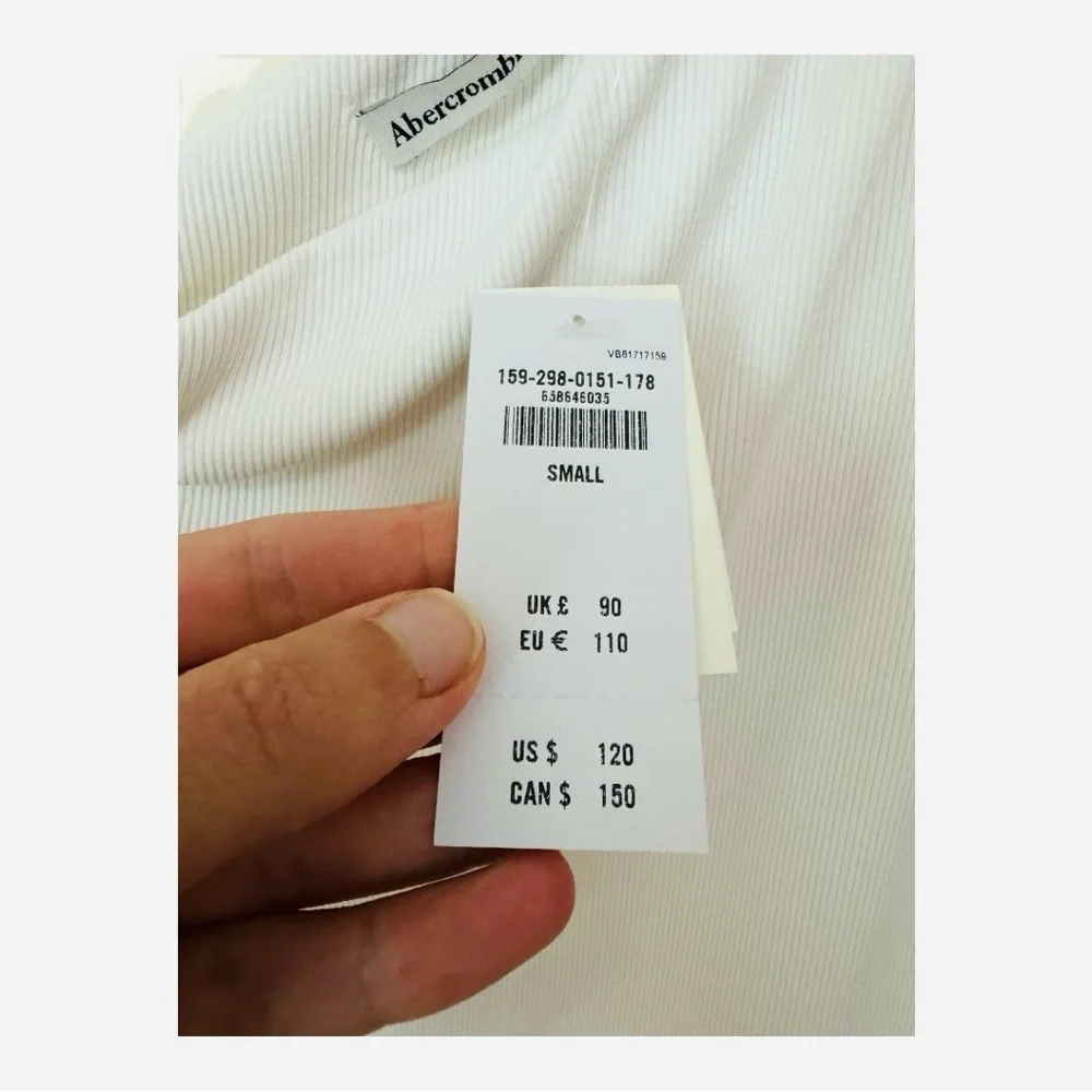 ABERCROMBIE | NWT Ribbed Thigh Slit One-Shoulder Maxi Dress in Ivory, Size Small